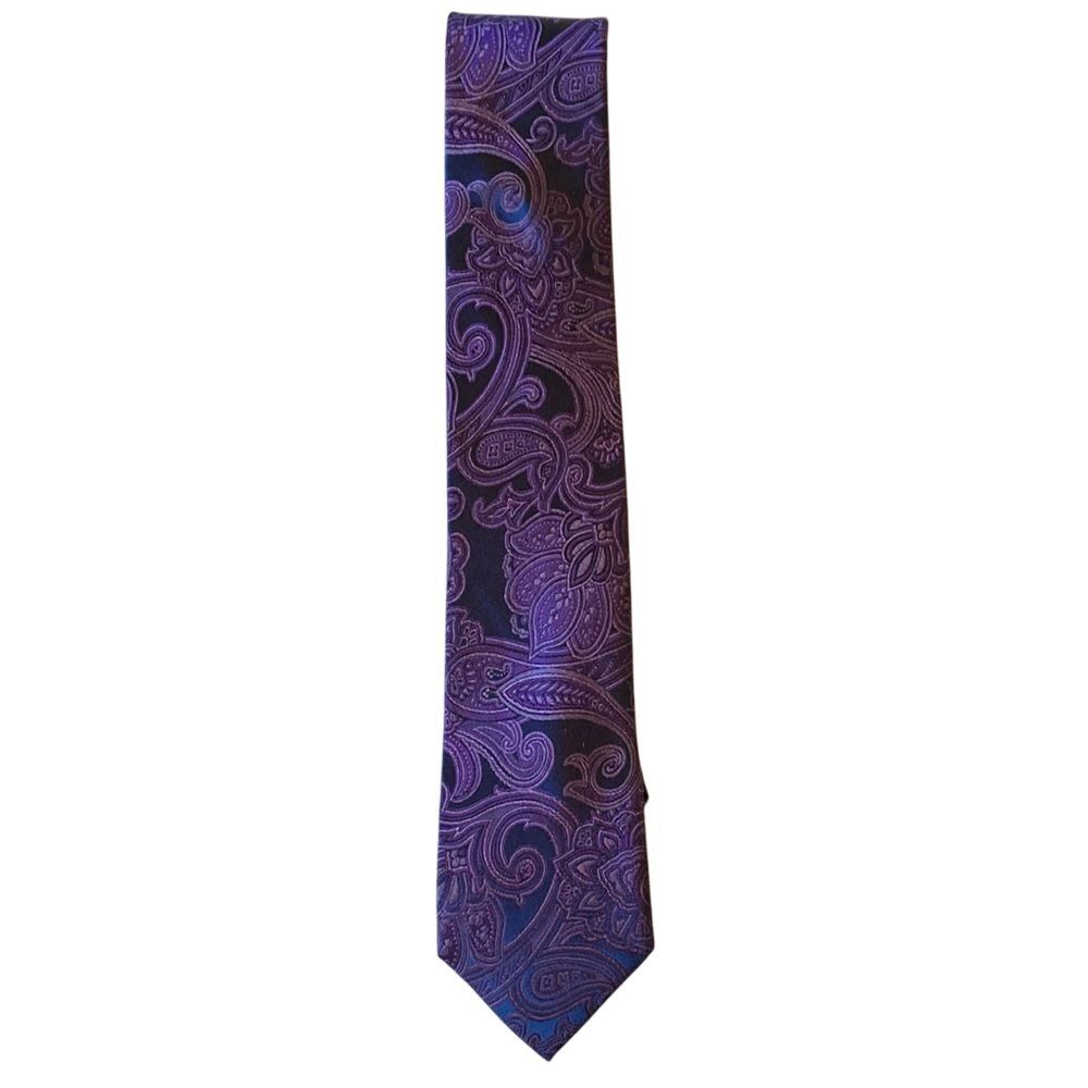 Michael Michael Kors Silk Tie in Paisley Purple and‎ Black S OS